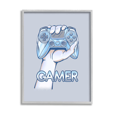 " Gamer Holding Blue Controller Video Games Illustration " by Ziwei Li