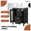 Meuble-lavabo de 24 po avec lavabo, deux tiroirs, tablette réglable, bois massif et panneau de fibres à densité moyenne, design moderne noir-708876925