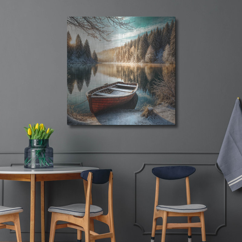«Winter Morning On Mountain Lake» par Rey Klimt, art mural en métal