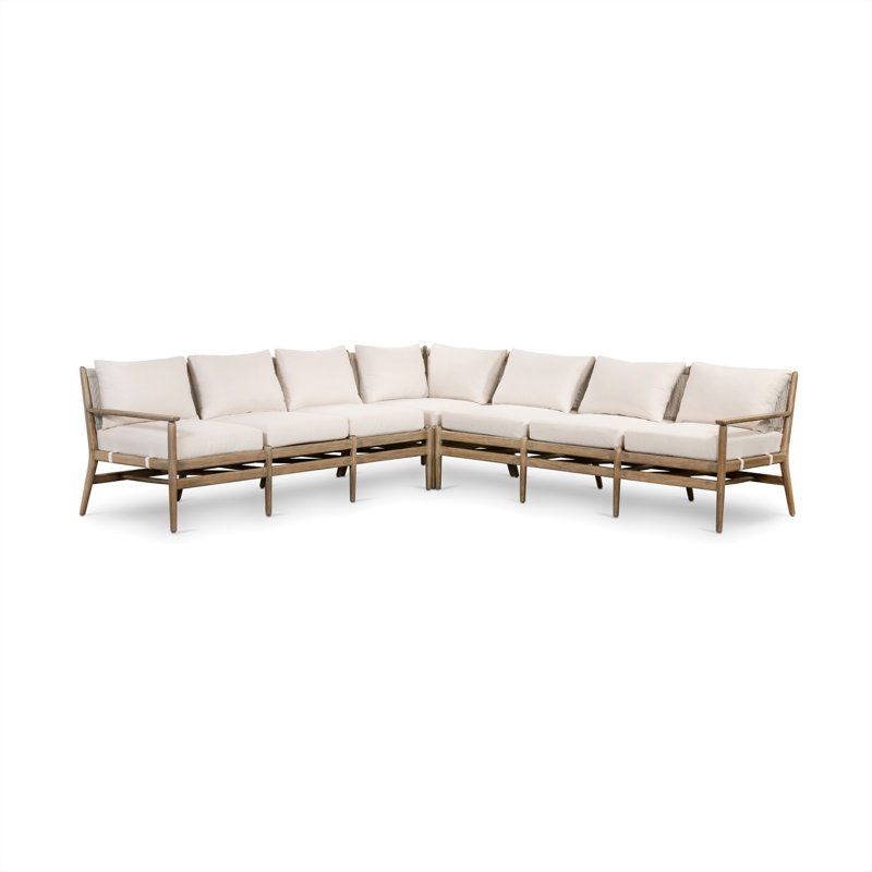 Rosen Outdoor 3 - Seat Patio Sofa, Natural Eucalyptus, Lakin Oat