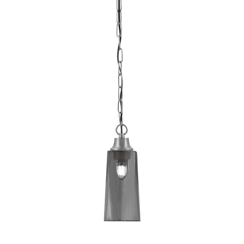 Luminaire suspendu Purcell illustré en finition graphite avec verre fumé l 5 po x H 10 po, Smoke