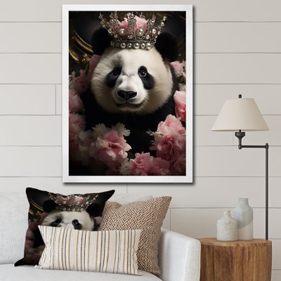 Regal Panda Crowned Portrait - Panda Animal Wall Art