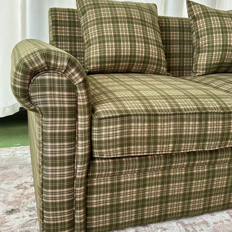 Canapé rétro décontracté et créatif, L 62,99 po, Tissu vert