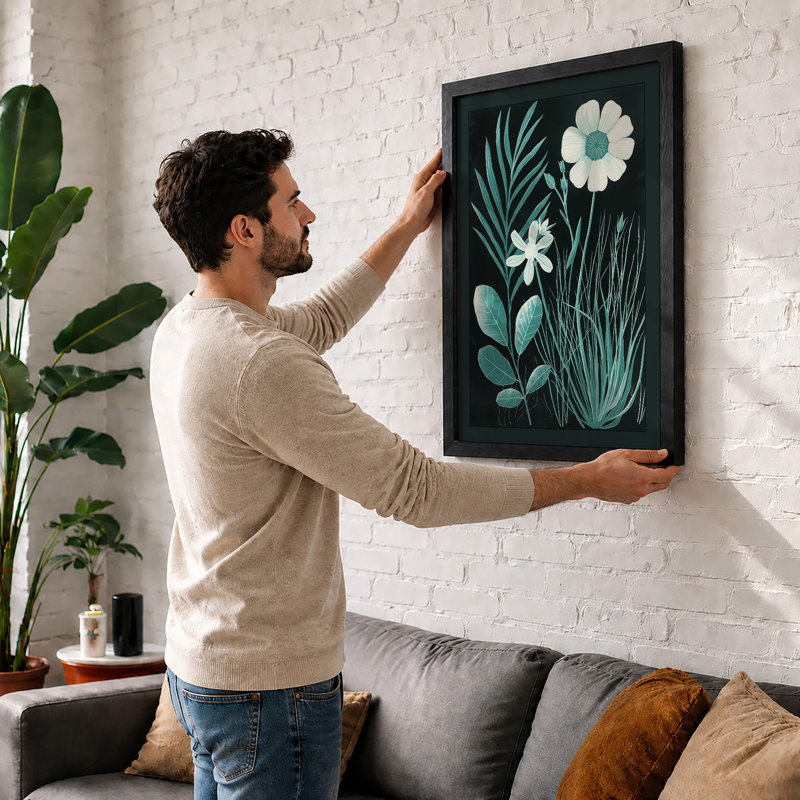 Study in Pale Tones Botanical - Framed Print, A4 - 29.7 x 21.0 cm, White