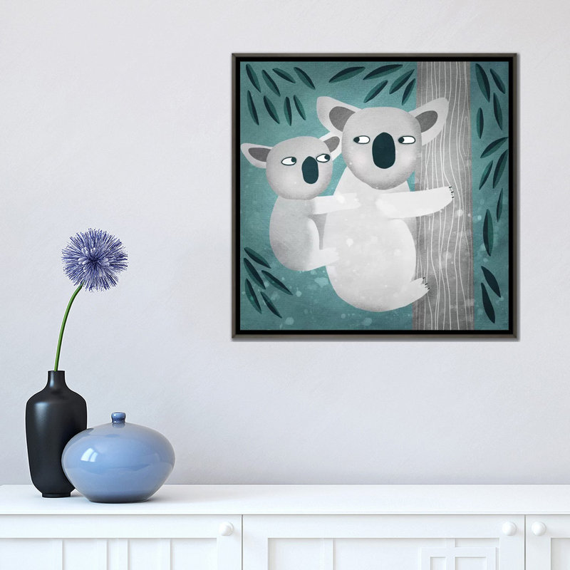 Reproduction d’art « Koala » par Nic squirrell, H 18 po x l 18 po x 1,5 po, Toile avec cadre gris, Pas de tapis