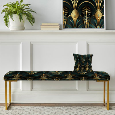 Opulence dorée et verte - banc rembourré damassé doré