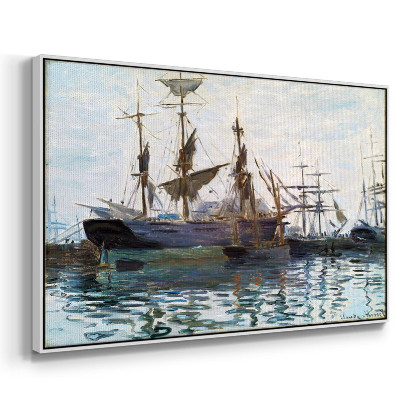 Ships In Harbor, 1873, reproduction d'art sur toile, H 17 po x l 25 po x P 2 po, Toile encadrée WhiteGold