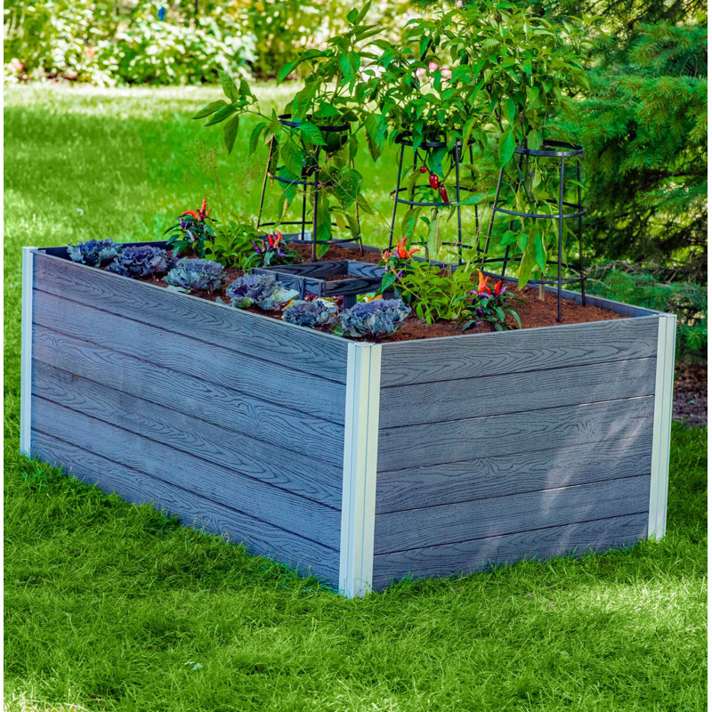 Urbana Keyhole Composting Raised Garden Bed, Gray, 22" H x 48" W x 48" D