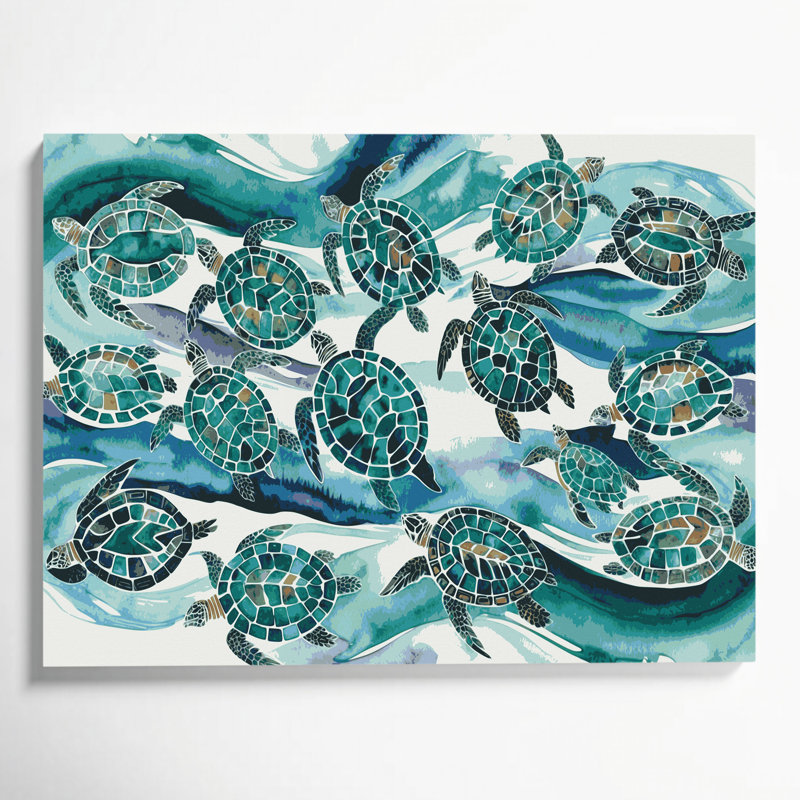 «Hawaiian Honu», art mural sur toile bleue, H 16 po x l 20 po