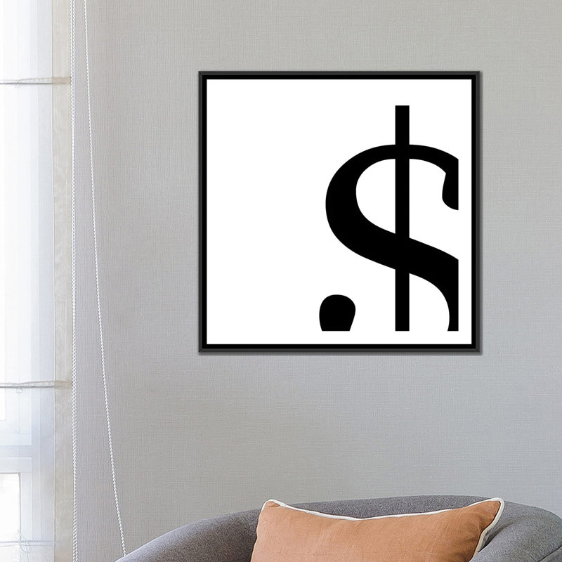 « the type dollar 2 », impression sur toile, Toile avec cadre noir, H 26 po x l 26 po x P 1,5 po, Pas de tapis