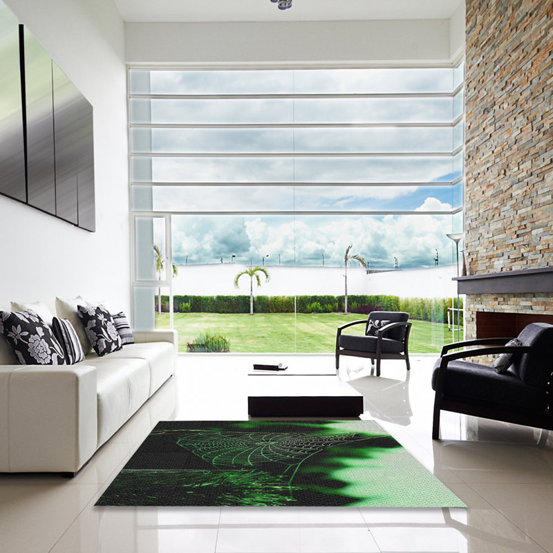 Tapis de zone verte à motif, Carré 8 pi