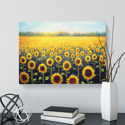 A Delightful Sunflower Field - Wrapped Canvas