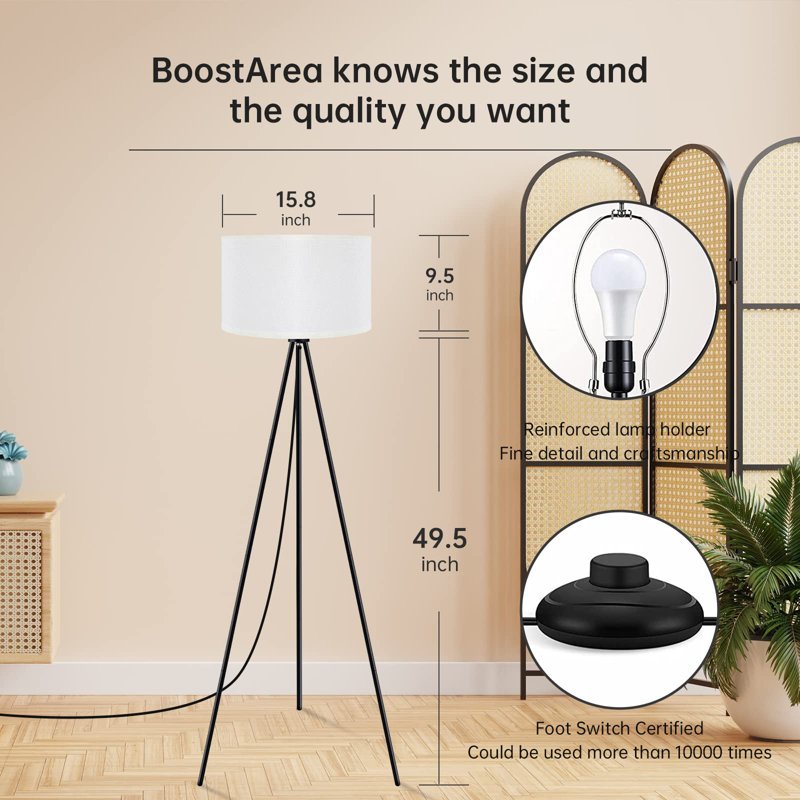 Lampe trépied 49,5 po Hughlon, Blanc