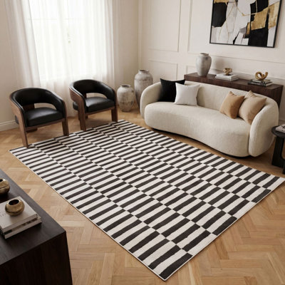 Loft Modern Striped Living Room Area Rug and Runner Soft Pile