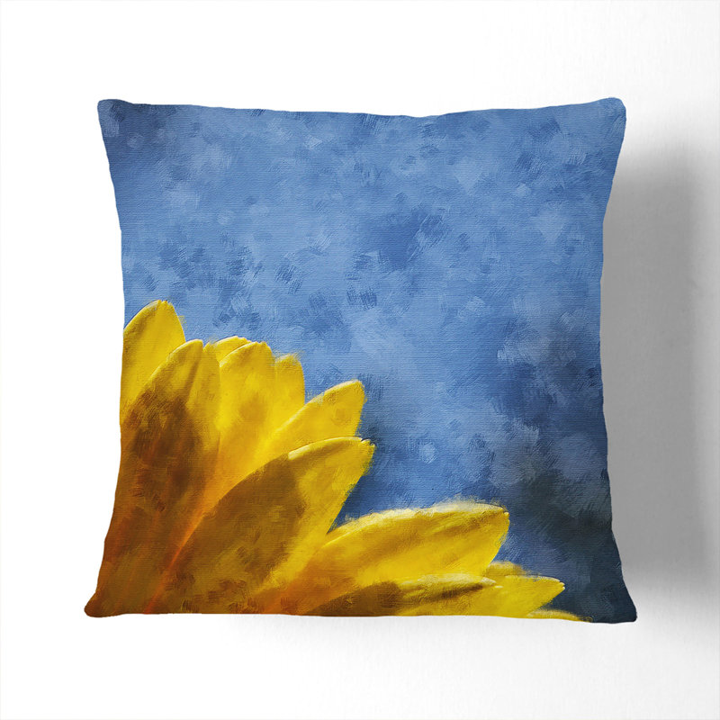 Yellow Daisy Flower Square Throw Cushion, 40cm H x 40cm W x 15cm D