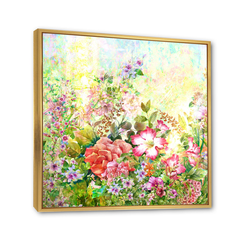 Fleurs de printemps élégantes de ferme VI - Peinture, H 36 po x l 36 po x P 1,5 po, Cadre flottant doré