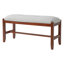 Ensemble de table de salle à manger beige peu encombrant, aspect marbre et bois d'hévéa, style moderne pour une salle à manger familiale