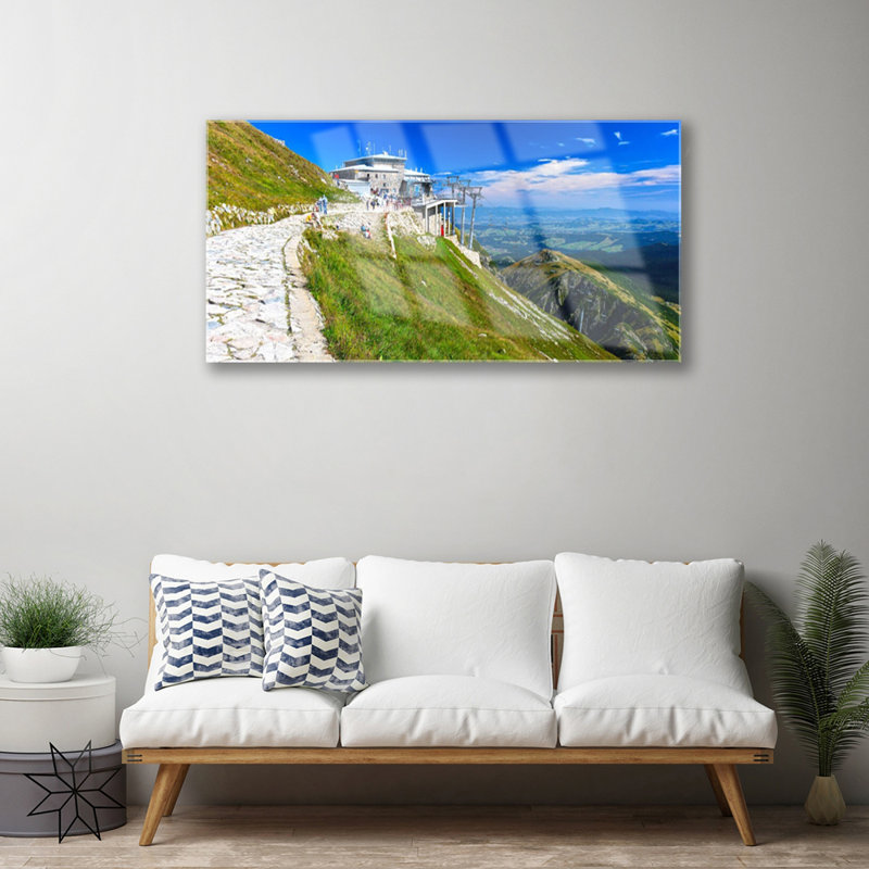 Landscape Mountains Path - No Frame Print on Glass