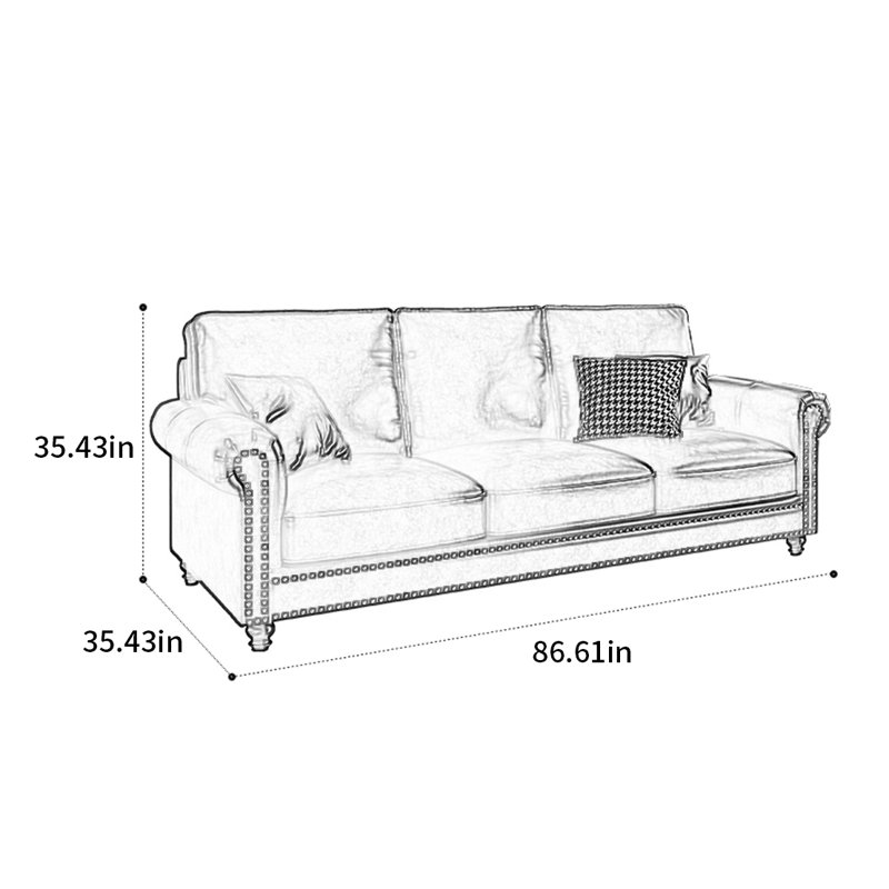 Canapé American, H 35,43 po x l 86,61 po x P 35,43 po, 3