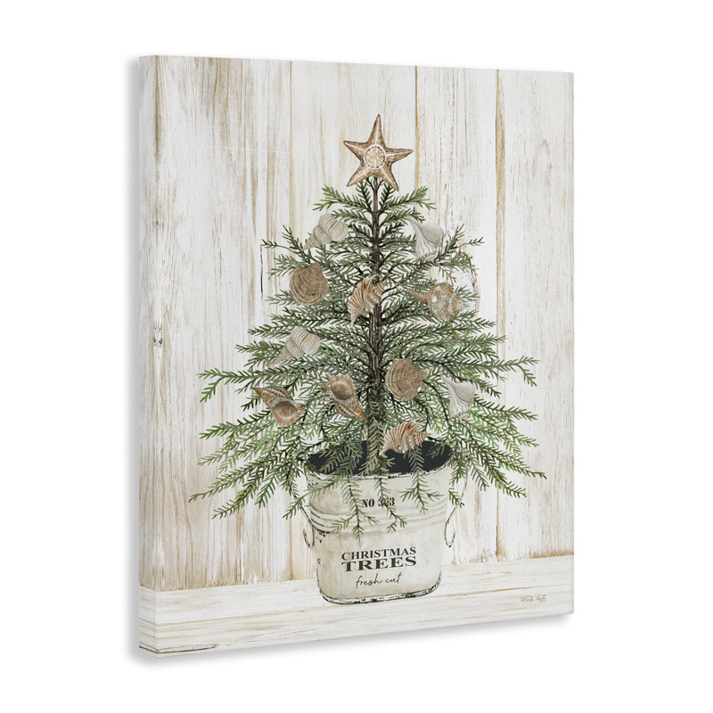 «Rustic Seashell Christmas Tree», art mural sur toile par Cindy Jacobs, H 48 po x l 36 po x P 1,5 po