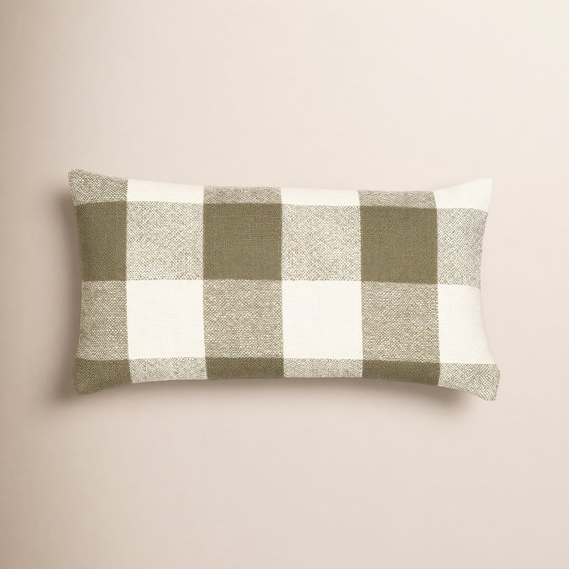 Coussin Birch Lane Cleveland, Plume, Vert à carreaux
