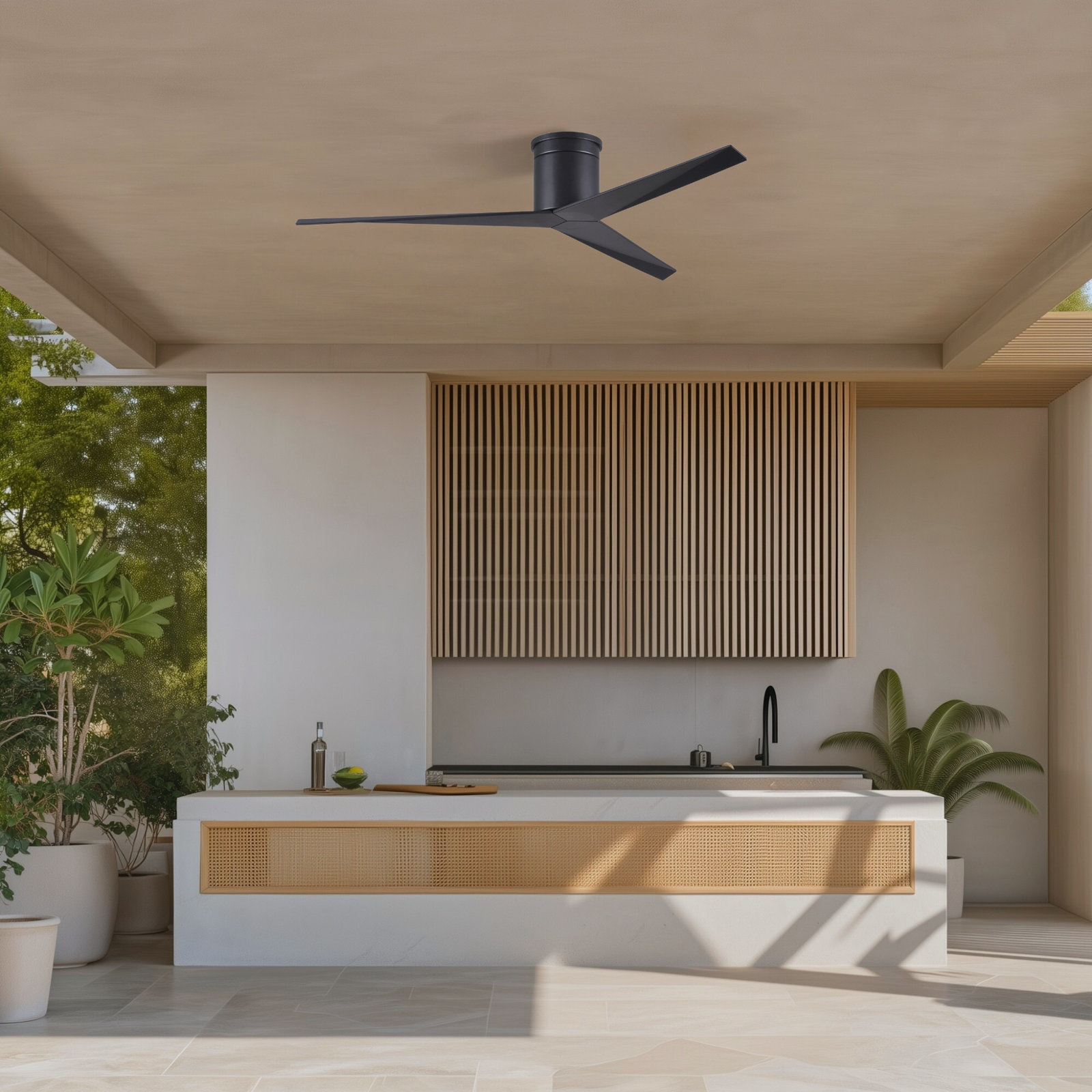 56'' 3 Blade Ceiling Fan, Matte Black, Matte Black