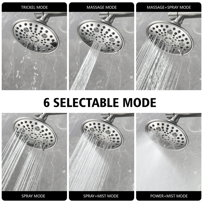 Sumerain Dual Shower Head Combo Set For Couples, Includes 6 Spray Settings High Pressure Rainfall Shower And 16 Inch Long Shower Arm