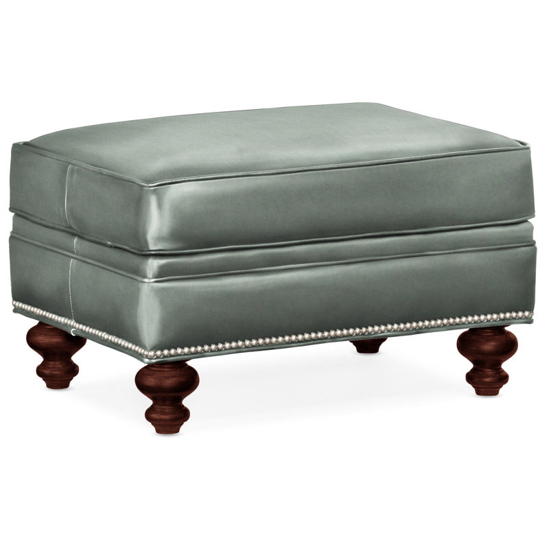 West Ottoman, Anilina Hunter Genuine Leather, Mahogany, Pewter