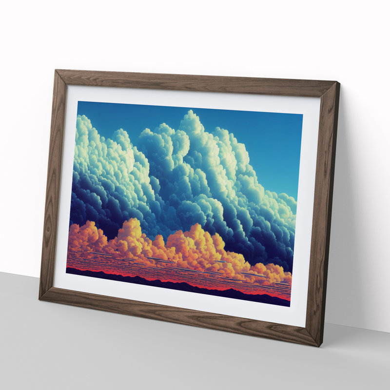 Angelical Clouds - Framed Print, 46cm H x 64cm W x 2cm D, Walnut