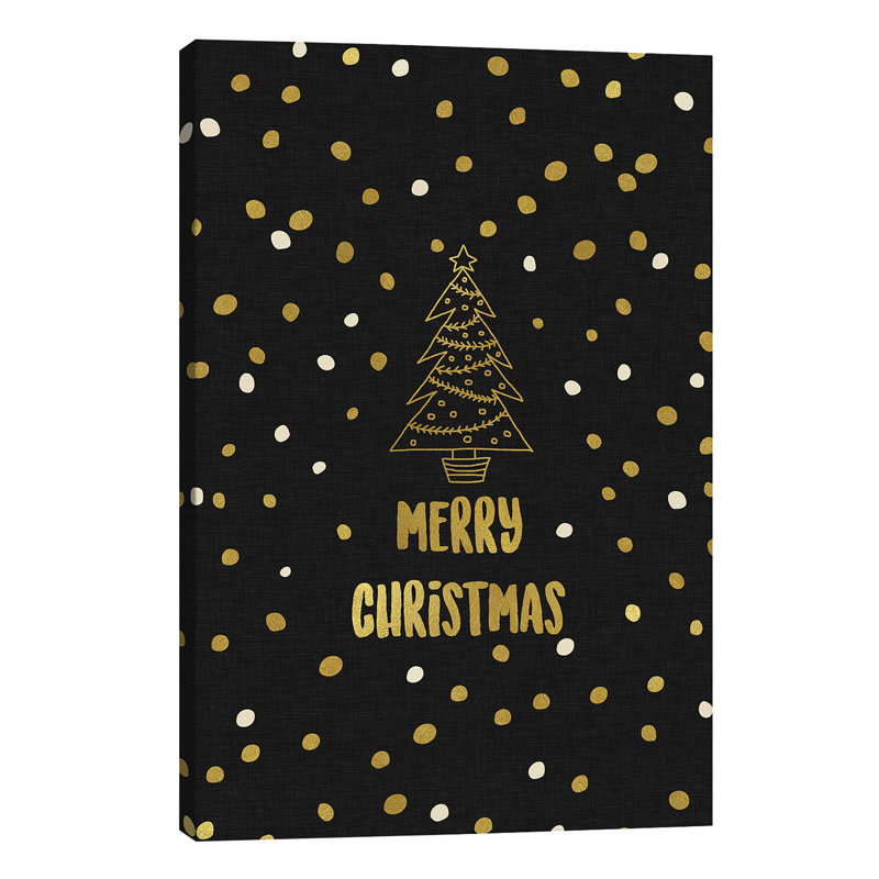 Merry Christmas Gold - Wrapped Canvas Print, 66.04 cm H x 45.72 cm W x 1.91 cm D