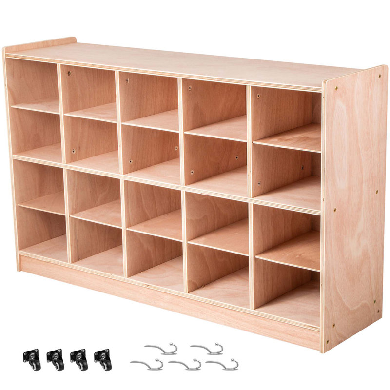 Unité de rangement en bois Cubby avec 20 compartiments, 30 pouces de haut pour l'organisation et la durabilité de la classe