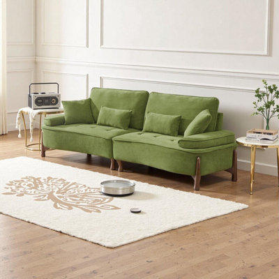 103-Inch Deep Seated Green Velvet Sofa - Spacious & Comfortable 3-Seat Couch for Living Room, Bedroom, or Apartment