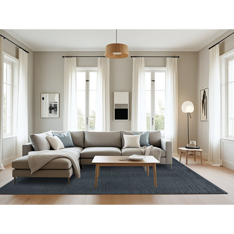 Tapis noir uni lavable à la machine, Rectangulaire 8 pi x 10 pi