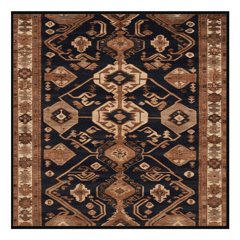 Tapis brun turc lavable à la machine, Carré 8 pi