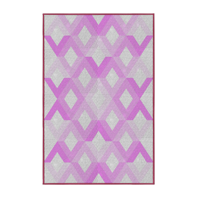 Tapis mauve à motif géométrique Koeller, Rectangle 2 pi x 5 pi