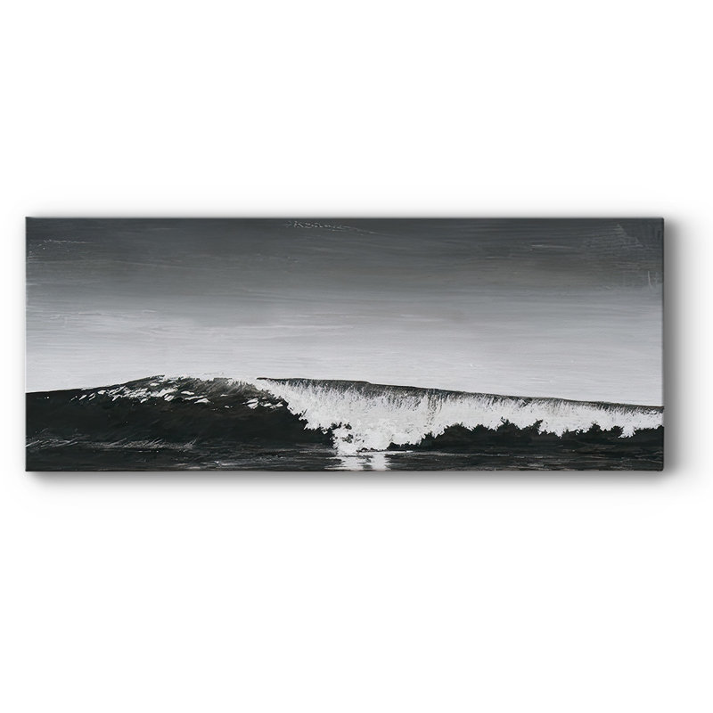 Ondes noires et blanches I sur toile, H 20 po x l 50 po x P 1,5 po