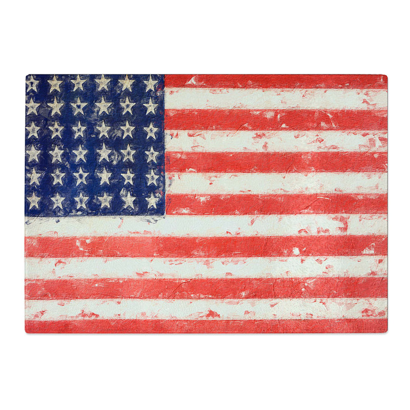 Tempered Glass Flag of the United States of America Chopping Board, 28.5 cm x 20 cm