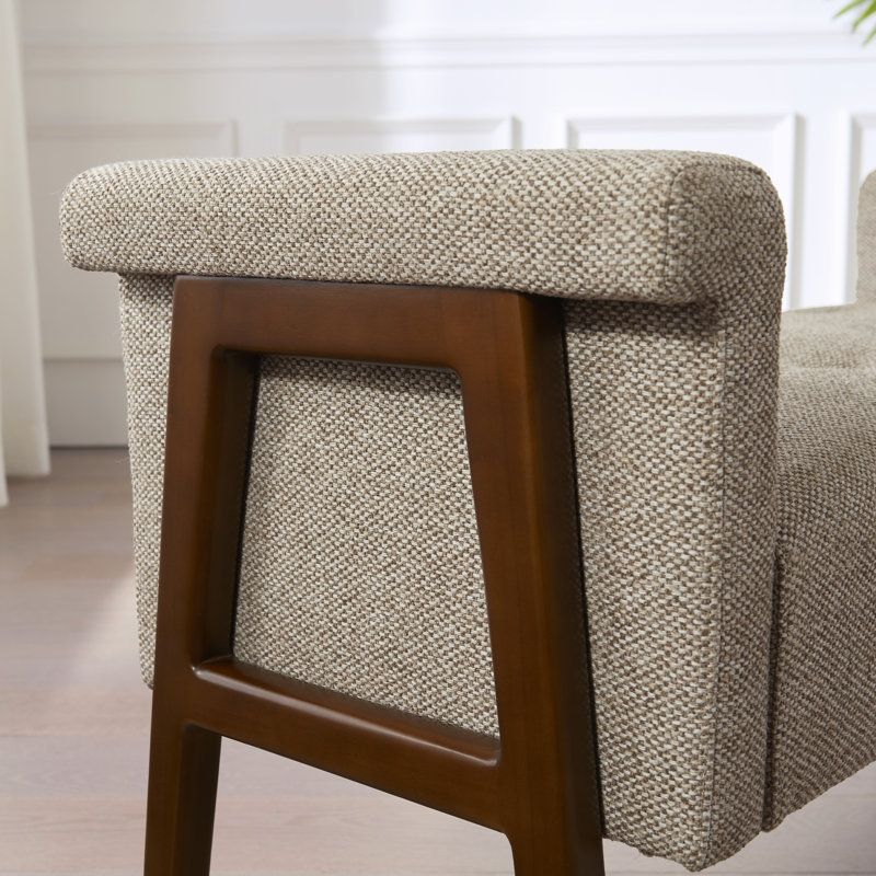 Banc rembourré en mélange de polyester Lovice, Brun