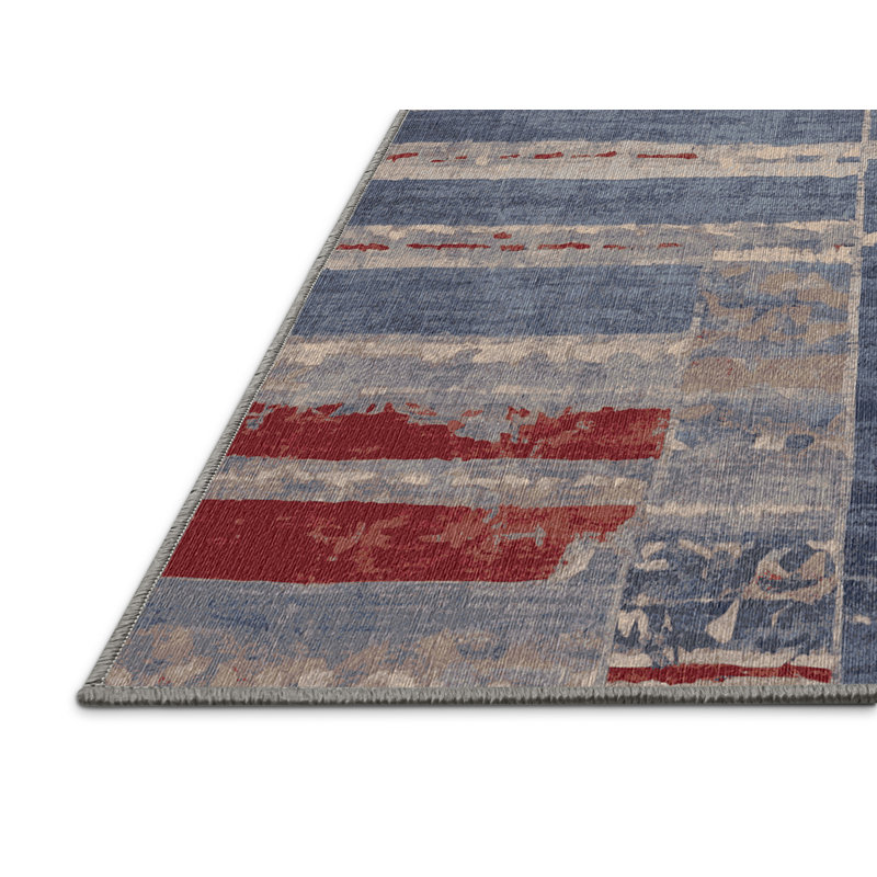 Machine Washable Gray Area Rug, Square 6'