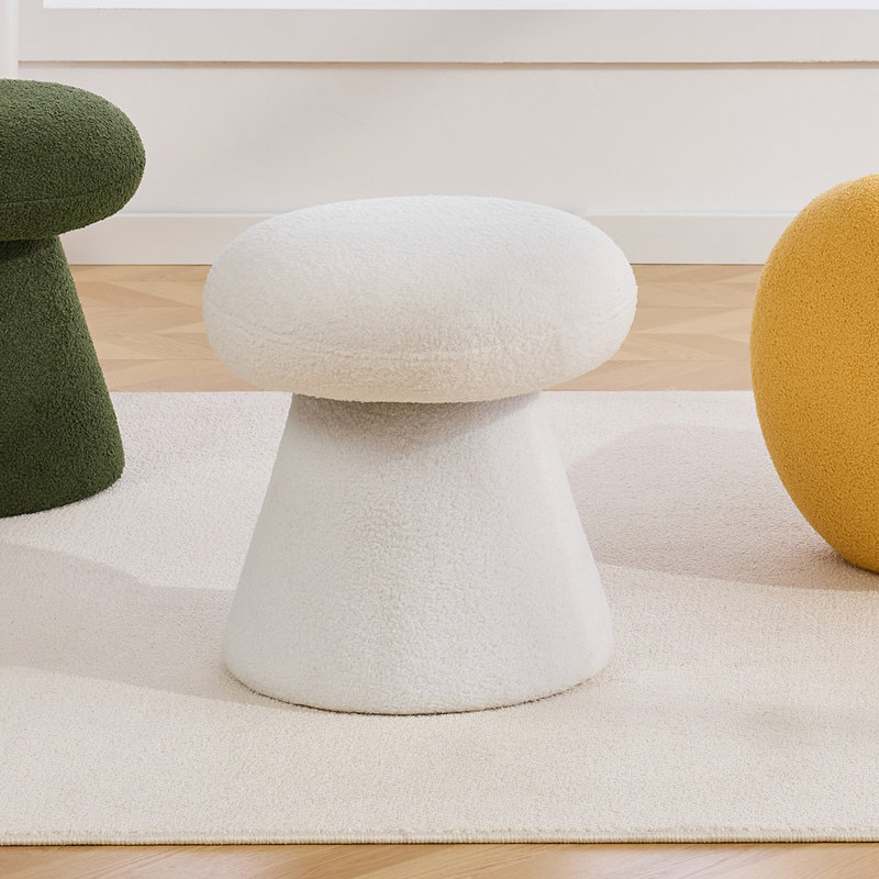 Repose-pieds pivotant à 360 ° en tissu en forme de champignon, aucun assemblage requis, Blanc
