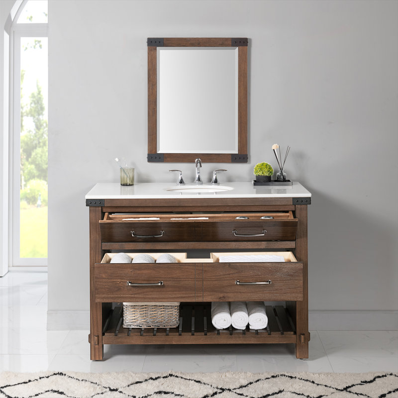 Asellus 48'' Single Bathroom Vanity with Marble Top
