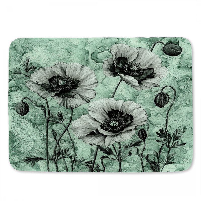 Tapis de bain floral, L 24 po x l 17 po