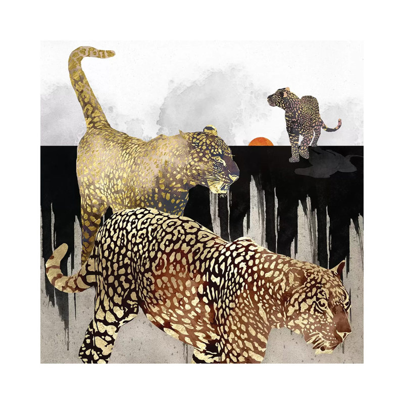 Minimal Leopards - impression d'art graphique, Toile tendue, Aucun mat, H 18 po x l 18 po x 1,5 po