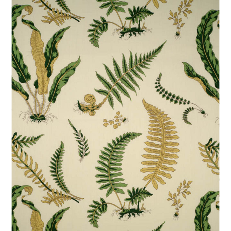 Elsie De Wolfe Sunbrella Fabric, Greens/Off White