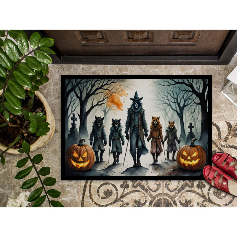 Halloween Orcs Spooky Outdoor Rubber Doormat 18x27