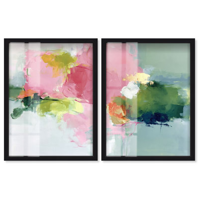 Soft Sage I Shadowbox Print Living Room Wall Art Set by Art Remedy, Black Frame, 33 x 44
