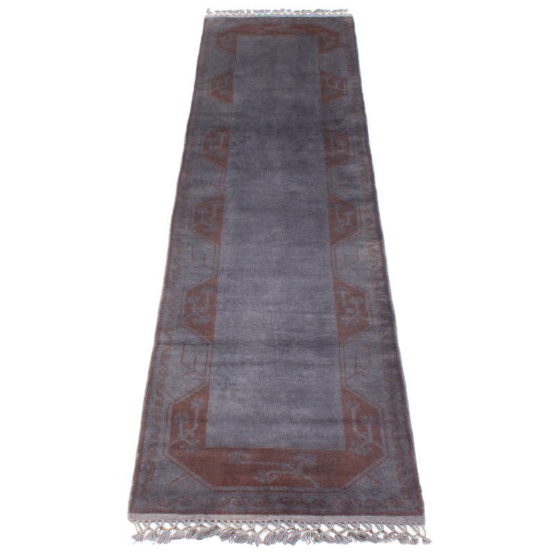 One of kind Hand-Knotted Colour Transition Grey Rug 2'8" x 10'6"
