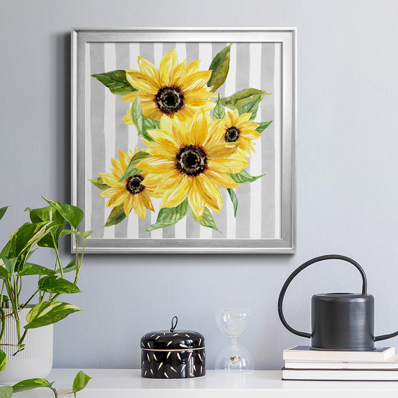 Sunflower Array I - peinture sur toile encadrée, Argent, H 22,5 po x l 22,5 po x P 1,5 po