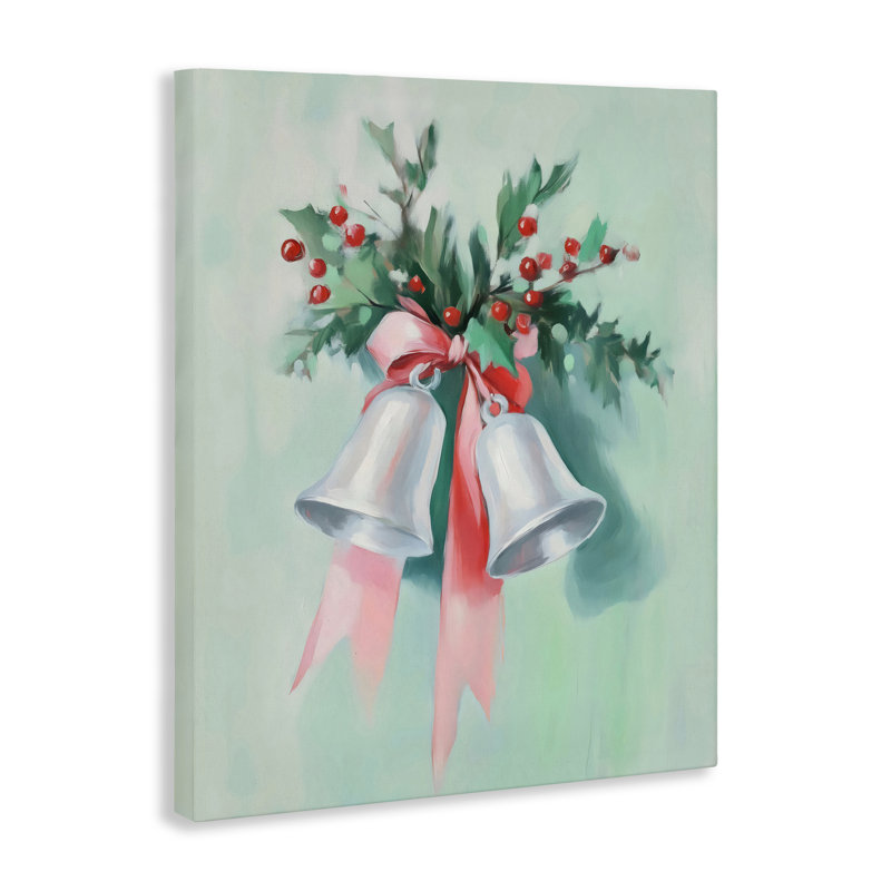 Toile festive en forme de cloche d'argent, design par Arlington Prints, H 30 po x l 24 po