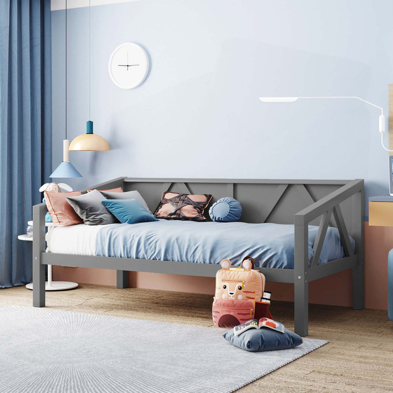 Lit de jour polyvalent et robuste au design extraordinaire pour la détente, Grey, Lit simple